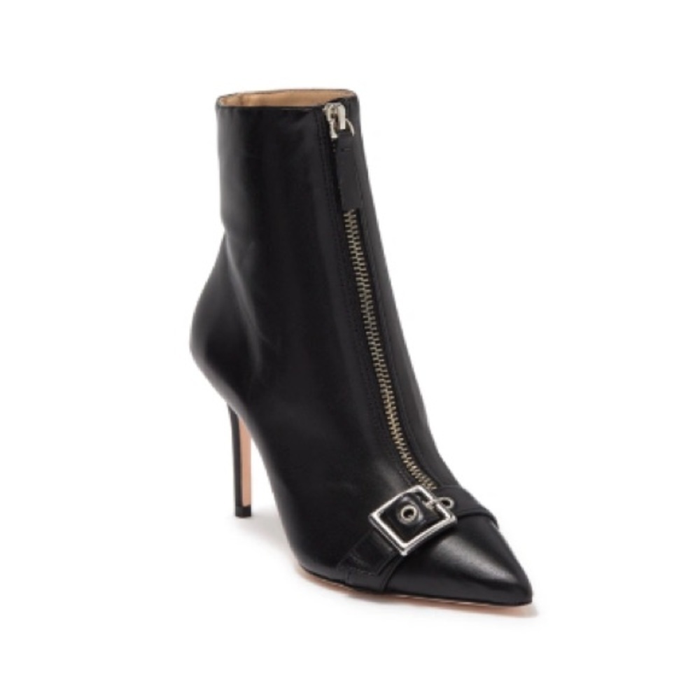 Black Suede Studio NEW Imane Stiletto Bootie Black Leather Size 9